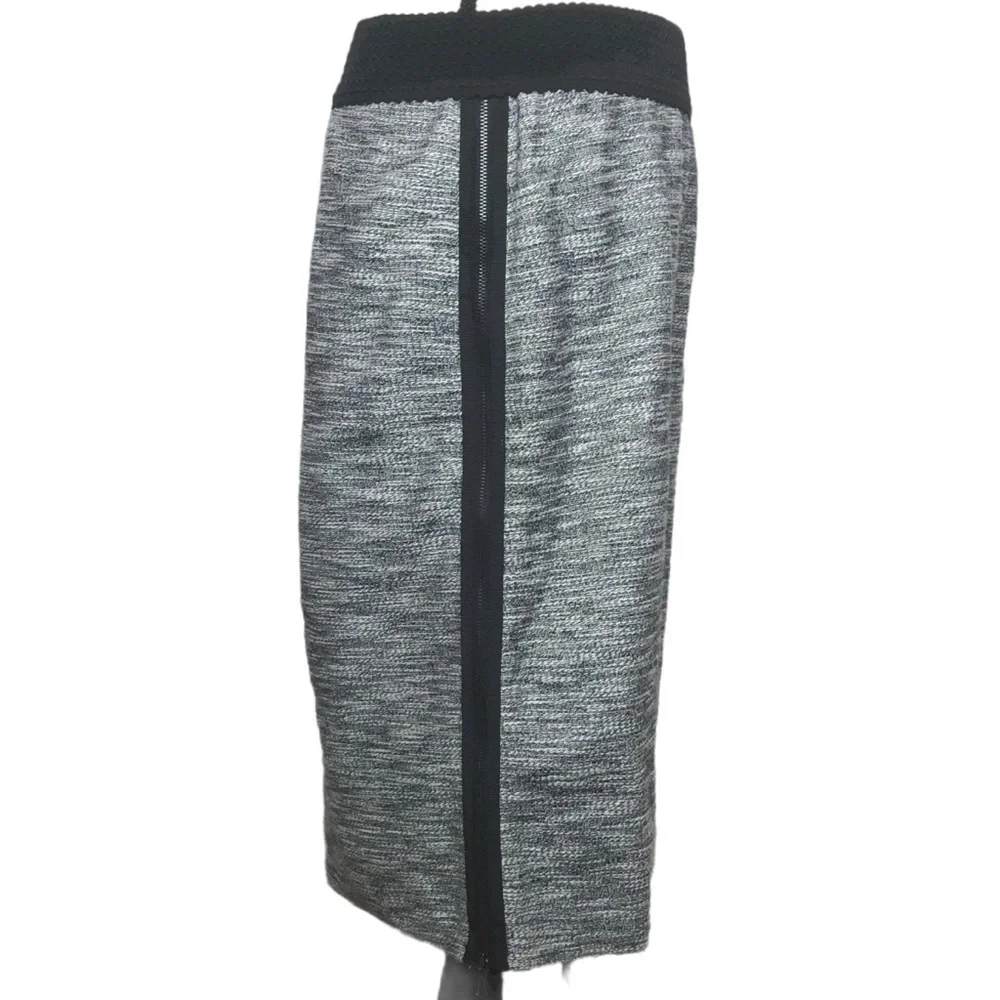 Anthropologie Leifsdottir Black‎ White Cloud Deck Tweed Pencil Skirt